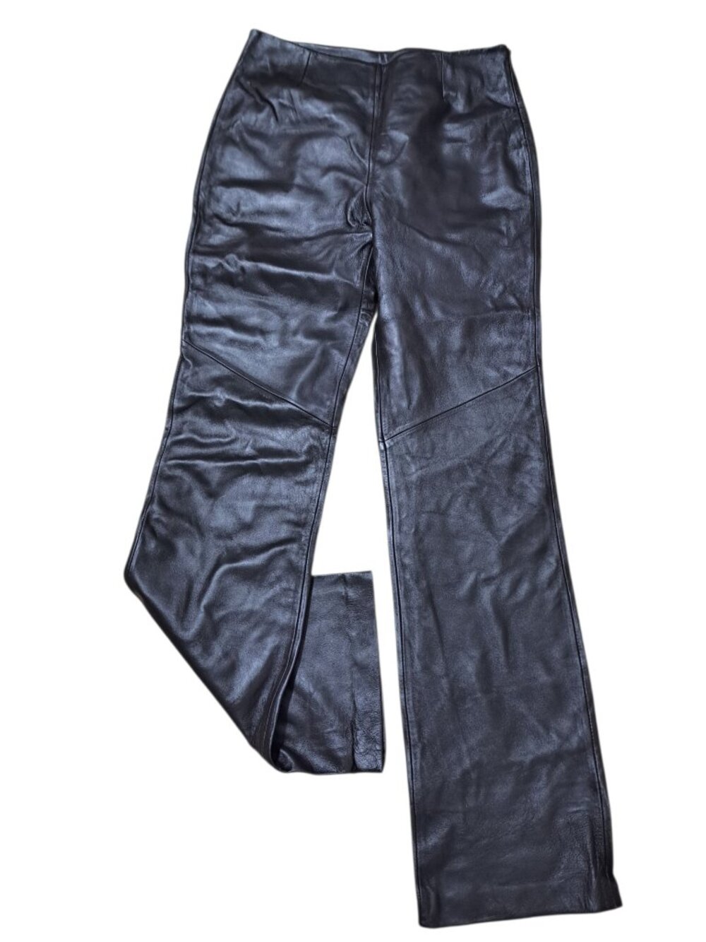 Siena Studio Women's Brown Leather Straight Leg Moto Pants Sz 6